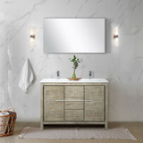 Lexora  LVLF48DRA301 Lafarre 48 in W x 20 in D Rustic Acacia Double Bath Vanity, Cultured Marble Top and Chrome Faucet Set