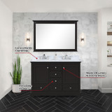 Lexora  LD342248DGDSM46 Dukes 48 in. W x 22 in. D Espresso Double Bath Vanity, Carrara Marble Top, and 46 in. Mirror