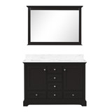 Lexora LD342248DGDSM46 Dukes 48 in. W Espresso Double Sink Vanity Cabinet, Carrara Marble Top, and 46 in. Mirror