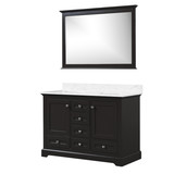 Lexora LD342248DGDSM46 Dukes 48 in. W Espresso Double Sink Vanity Cabinet, Carrara Marble Top, and 46 in. Mirror