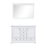 Lexora Dukes 48 in. W White Double Sink Vanity Cabinet and 46 in. Mirror