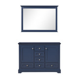 Lexora Dukes 48 in. W Navy Blue Double Sink Vanity Cabinet and 46 in. Mirror