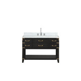 Lexora Norwalk 48 inch W Black Oak Vanity Cabinet, Carrara Marble Top, and Faucet Set