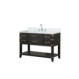 Lexora LVN48SJ101 Norwalk 48 inch W Black Oak Vanity Cabinet, Carrara Marble Top, and Faucet Set