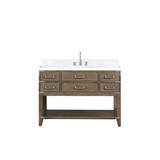Lexora LVN48SR101 Norwalk 48 inch W Grey Oak Vanity Cabinet, Carrara Marble Top, and Faucet Set
