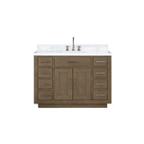 Lexora Abbey 48 inch W Grey Oak Vanity Cabinet, Carrara Marble Top, and Faucet Set