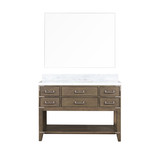 Lexora LVN48SR110 Norwalk 48 inch W Grey Oak Vanity Cabinet, Carrara Marble Top, and 46 in Mirror