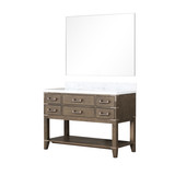 Lexora LVN48SR110 Norwalk 48 inch W Grey Oak Vanity Cabinet, Carrara Marble Top, and 46 in Mirror