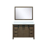 Lexora Marsyas 48 inch W Rustic Brown Bath Vanity Cabinet, Cultured Marble Countertop and 44 in Mirror