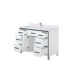 Lexora Ziva 48 inch W White Bath Vanity Cabinet, Cultured Marble Top and Faucet Set