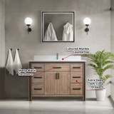 Lexora  LVZV48SN301 Ziva 48 in W x 22 in D Rustic Barnwood Bath Vanity, Cultured Marble Top and Faucet Set