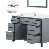 Lexora  LVZV48SB301 Ziva 48 in W x 22 in D Dark Grey Bath Vanity, Cultured Marble Top and Faucet Set