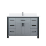 Lexora Ziva 48 inch W Dark Grey Bath Vanity Cabinet, Cultured Marble Top and Faucet Set