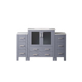 Lexora LVV54S30B600 Volez 54 inch W Dark Grey Vanity Cabinet with Side Cabinets, and White Ceramic Top