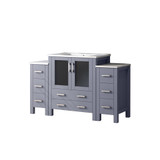 Lexora Volez 54 inch W Dark Grey Vanity Cabinet with Side Cabinets, and White Ceramic Top
