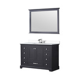 Lexora Dukes 48 in. W Espresso Vanity Cabinet, Cultured Marble Top, Faucet Set, and 46 in. Mirror