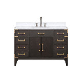 Lexora Laurel 48 inch W Brown Oak Vanity Cabinet, Carrara Marble Top, and Faucet Set