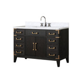 Lexora Laurel 48 inch W Black Oak Vanity Cabinet, Carrara Marble Top, and Faucet Set