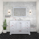 Lexora  LVD48SA101 Dukes 48 in. W x 22 in. D White Single Bath Vanity, Carrara Marble Top, and Faucet Set