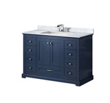Lexora LVD48SE101 Dukes 48 in. W Navy Blue Vanity Cabinet, Carrara Marble Top, and Faucet Set