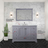 Lexora  LVD48SB101 Dukes 48 in. W x 22 in. D Dark Grey Single Bath Vanity, Carrara Marble Top, and Faucet Set