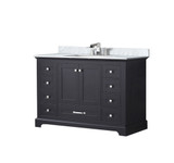 Lexora Dukes 48 in. W Espresso Vanity Cabinet, Carrara Marble Top, and Faucet Set