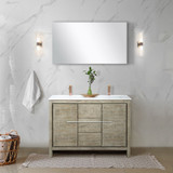 Lexora  LVLF48DRA304 Lafarre 48 in W x 20 in D Rustic Acacia Double Bath Vanity, Cultured Marble Top and Rose Gold Faucet Set