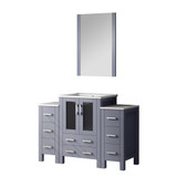 Lexora LV341848SBESM22 Volez 48 inch W Dark Grey Bath Vanity Cabinet with Side Cabinets, White Ceramic Top, and 22 in Mirror