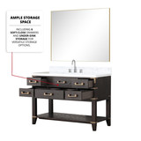 Lexora  LVN48SK110 Norwalk 48 in W x 22 in D Brown Oak Single Bath Vanity, Carrara Marble Top, and 46 in Mirror