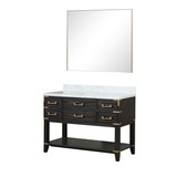 Lexora LVN48SJ110 Norwalk 48 inch W Black Oak Vanity Cabinet, Carrara Marble Top, and 46 in Mirror