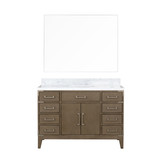 Lexora LVL48SR110 Laurel 48 inch W Grey Oak Vanity Cabinet, Carrara Marble Top, and 46 in Mirror