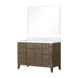 Lexora Laurel 48 inch W Grey Oak Vanity Cabinet, Carrara Marble Top, and 46 in Mirror