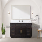 Lexora  LVA48SJ110 Abbey 48 in W x 22 in D Black Oak Single Bath Vanity, Carrara Marble Top, and 46 in Mirror