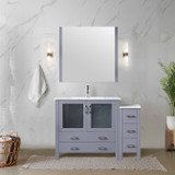 Lexora  LVV48S36B611 Volez 48 in W x 18.25 in D Dark Grey Single Bath Vanity with Side Cabinet, White Ceramic Top, and 34 in Mirror