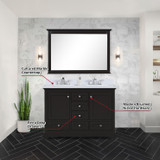 Lexora  LVD48DG300 Dukes 48 in. W x 22 in. D Espresso Double Bath Vanity and Cultured Marble Top