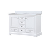 Lexora Dukes 48 in. W White Double Sink Vanity Cabinet and White Quartz Top