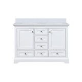 Lexora LVD48DA300 Dukes 48 in. W White Double Sink Vanity Cabinet and Cultured Marble Top