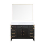 Lexora LVL48SJ110 Laurel 48 inch W Black Oak Vanity Cabinet, Carrara Marble Top, and 46 in Mirror