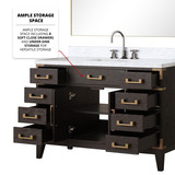 Lexora  LVL48SK110 Laurel 48 in W x 22 in D Brown Oak Single Bath Vanity, Carrara Marble Top, and 46 in Mirror