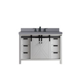 Lexora LVM48SA401 Marsyas 48 inch W White Bath Vanity Cabinet, Grey Quartz Countertop and Faucet Set