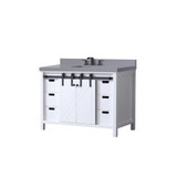 Lexora LVM48SA401 Marsyas 48 inch W White Bath Vanity Cabinet, Grey Quartz Countertop and Faucet Set
