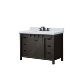 Lexora Marsyas 48 inch W Brown Bath Vanity Cabinet, White Quartz Countertop and Faucet Set