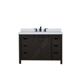 Lexora Marsyas 48 inch W Brown Bath Vanity Cabinet, Cultured Marble Countertop and Faucet Set