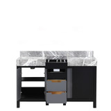 Lexora  LZ342255SLIS000 Zilara 55 in W x 22 in D Black and Grey Double Bath Vanity and Castle Grey Marble Top