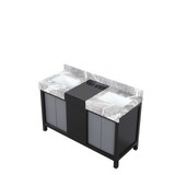Lexora Zilara 55 inch W Black and Grey Double Sink Vanity Cabinet and Castle Grey Marble Top