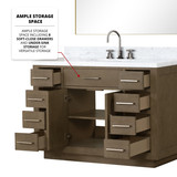 Lexora  LVA48SR111 Abbey 48 in W x 22 in D Grey Oak Single Bath Vanity, Carrara Marble Top, Faucet Set, and 46 in Mirror