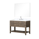 Lexora LVN48SR111 Norwalk 48 inch W Grey Oak Vanity Cabinet, Carrara Marble Top, Faucet Set, and 46 in Mirror