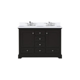 Lexora Dukes 48 in. W Espresso Double Sink Vanity Cabinet, Cultured Marble Top, and Faucet Set