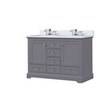 Lexora Dukes 48 in. W Dark Grey Double Sink Vanity Cabinet, Cultured Marble Top, and Faucet Set