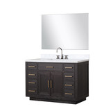 Lexora LVA48SJ111 Abbey 48 inch W Black Oak Vanity Cabinet, Carrara Marble Top, Faucet Set, and 46 in Mirror